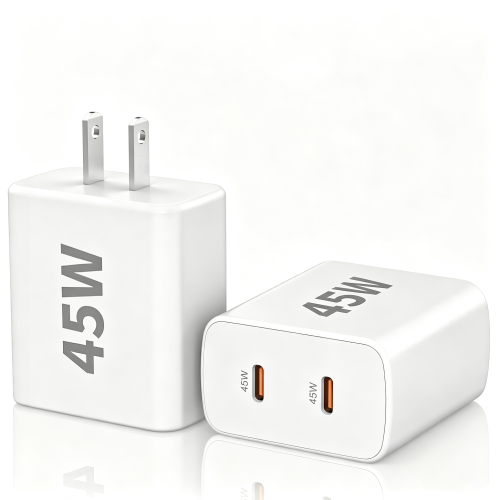 45W USB C Fast Charger,2Pack Dual Port USB C Charging Block Fast Charging for iPhone 17/16/15,iPad